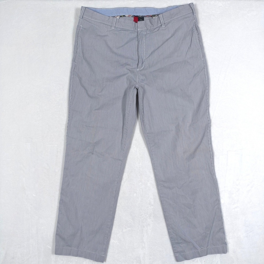 J.Crew Classic Fit Striped Pants Mens 38x34 Blue White Cotton (Fits 38x30)